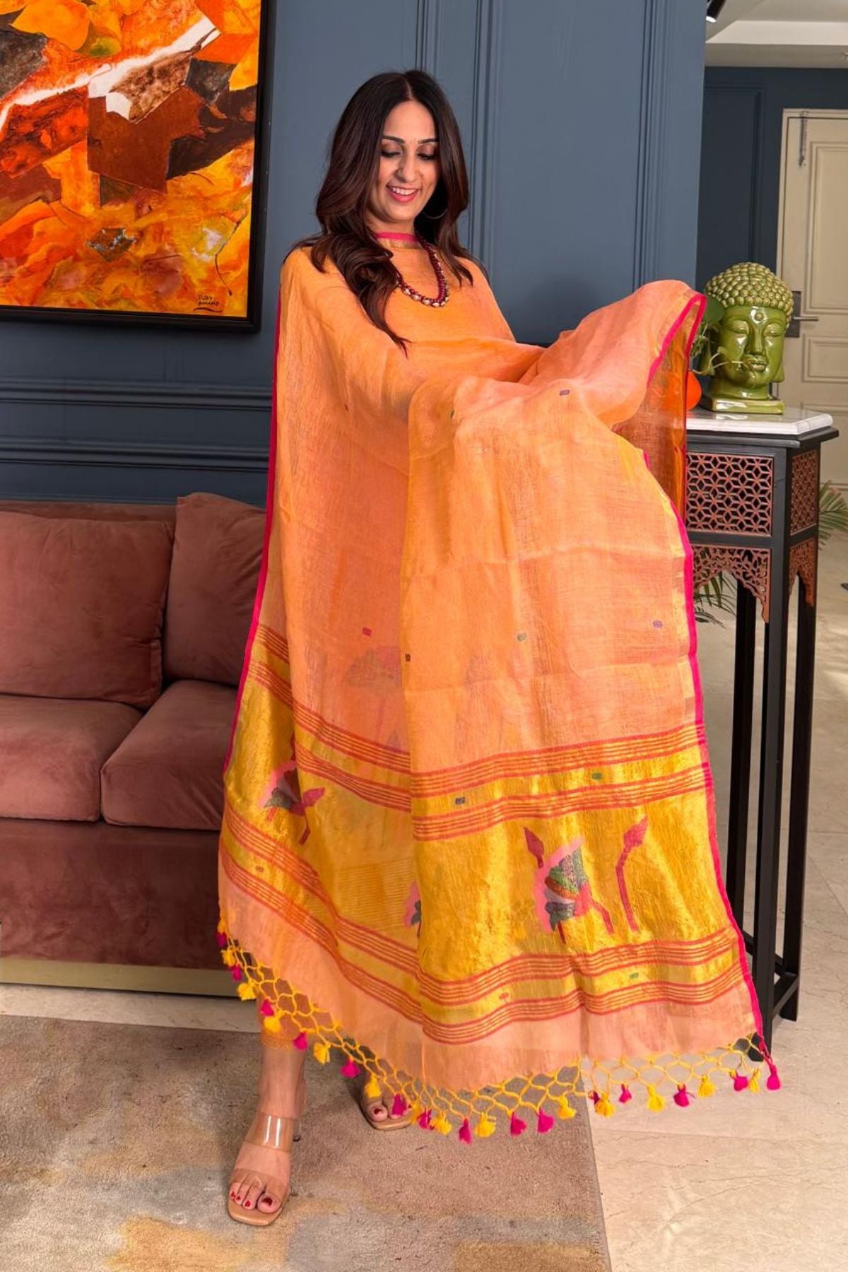 Jamdani weave on linen by linen